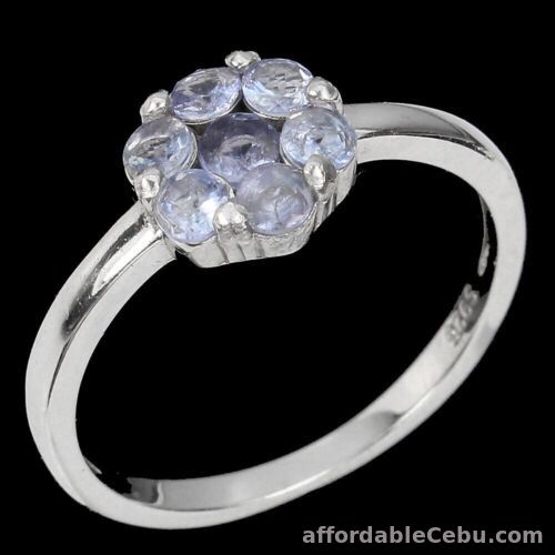 1st picture of Natural TANZANITE Round 2.5mm 925 STERLING SILVER Flower Design RING S8.0 For Sale in Cebu, Philippines