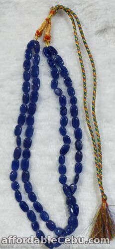 1st picture of 250 Carats Natural Blue SAPPHIRE Oval Cabochon 2 Layers Beads Necklace 12x8mm For Sale in Cebu, Philippines
