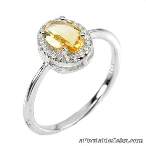 1st picture of Natural Rich Yellow CITRINE 7.0x5.0mm & CZ 925 STERLING SILVER RING S9 Oval For Sale in Cebu, Philippines