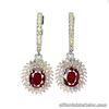 NATURAL Red RUBY & SAPPHIRE 925 Sterling Silver Dangling Earrings 8x6mm