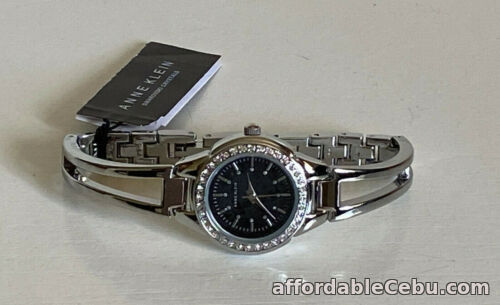 1st picture of NEW! ANNE KLEIN SWAROVSKI CRYSTALS BLACK DIAL SILVER BANGLE BRACELET WATCH $75 For Sale in Cebu, Philippines