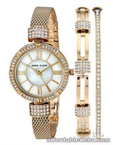 1st picture of Anne Klein Watch * 2844GBST MOP Crystals Gold Steel Watch & Bracelet Set For Sale in Cebu, Philippines