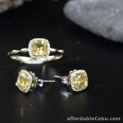 1st picture of .093 CTW Diamond w/Citrine Earrings&Ring 14k Twotone JS148 sep For Sale in Cebu, Philippines