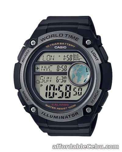 1st picture of Casio Watch * AE3000W-1AV Digital Triple Time Display Black Resin for Men For Sale in Cebu, Philippines
