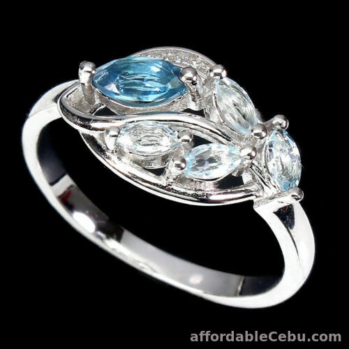 1st picture of Natural London Blue TOPAZ & White CZ STERLING SILVER RING S6.0 For Sale in Cebu, Philippines