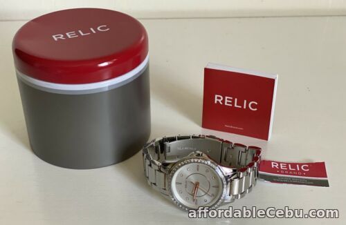 1st picture of NEW! RELIC KARSEN GOLD DIAL CRYSTALS GLITZ SILVER-TONE WATCH ZR12115 $70 SALE For Sale in Cebu, Philippines