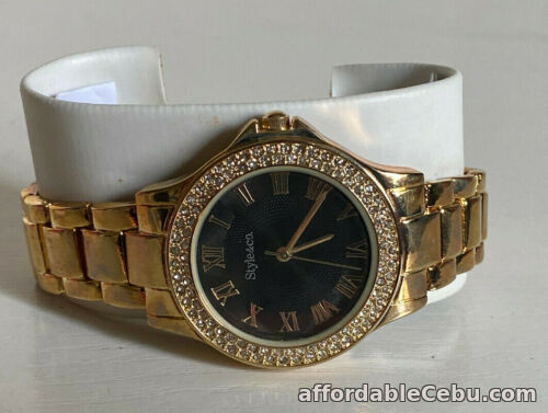 1st picture of NEW! STYLE & CO BLACK DIAL RHINESTONES CRYSTALS GOLD-TONE BRACELET WATCH SC1393 For Sale in Cebu, Philippines