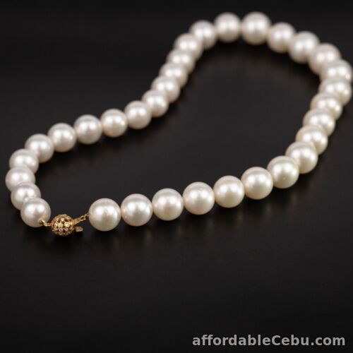 1st picture of .86 Carat Diamond Yellow Gold Pearl Necklace 14k N89 sep For Sale in Cebu, Philippines