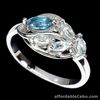 Natural London Blue TOPAZ & White CZ STERLING SILVER RING S6.0