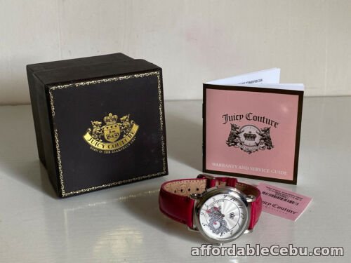 1st picture of JUICY COUTURE J COUTURE SWAROVSKI CRYSTAL RED PINK LEATHER STRAP WATCH $195 SALE For Sale in Cebu, Philippines