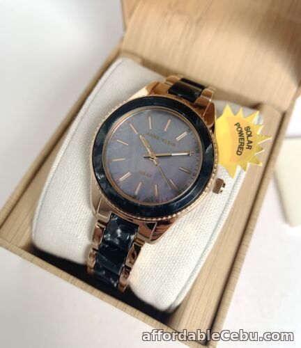 1st picture of Anne Klein Watch * 3770BKRG Solar Power Mother of Pearl Black & Rose Gold Women For Sale in Cebu, Philippines