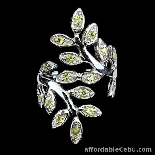 1st picture of NATURAL Yellow SAPPHIRE 2.0mm 925 Sterling Silver Leaf Design RING S9.0 Chunky For Sale in Cebu, Philippines