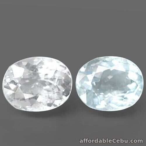 1st picture of 4.40 Carat 2pcs Pair NATURAL Blue AQUAMARINE Oval Facet 9.5x7.8 Loose UNHEATED For Sale in Cebu, Philippines