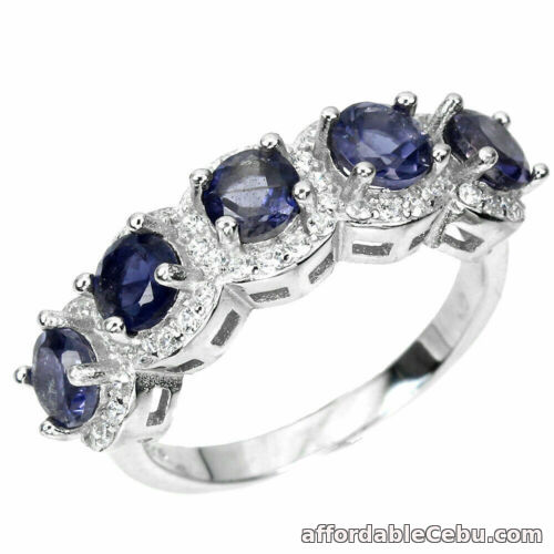 1st picture of NATURAL Bluish Violet IOLITE & White CZ 925 STERLING SILVER RING S5.5 For Sale in Cebu, Philippines