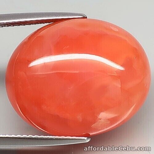 1st picture of 29.70 Carats NATURAL Orange AGATE Oval Cabochon 22x17.7x11mm Unheated Argentina For Sale in Cebu, Philippines