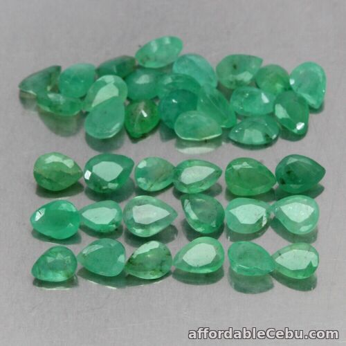 1st picture of 5.80 Carats 35pcs Lot NATURAL Green EMERALD Loose Pear Facet 4x3x2mm Brazil For Sale in Cebu, Philippines