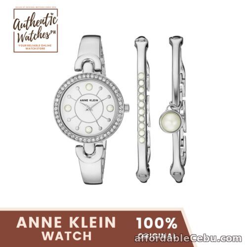 1st picture of Anne Klein 3288SVST Swarovski Crystal Accented and Bangle Set, Women's Watch For Sale in Cebu, Philippines