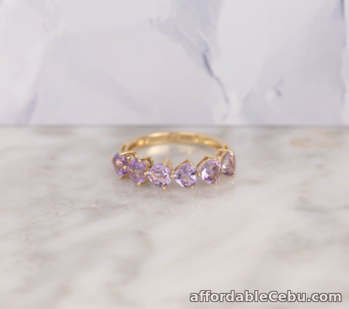 1st picture of SALE‼️2.00 CTW Purple Amethyst Half Eternity Ring 18k Yellow Gold HE346 sep For Sale in Cebu, Philippines