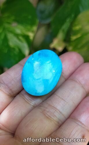 1st picture of 38.40 Carats NATURAL Morenci TURQUOISE Loose Oval Cabochon 27x21.0x7.0mm Arizona For Sale in Cebu, Philippines
