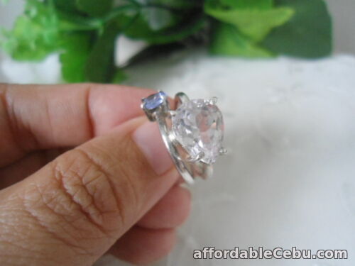 1st picture of Natural Soft PINK KUNZITE and TANZANITE Stones RING Fine SILVER S4.5 For Sale in Cebu, Philippines
