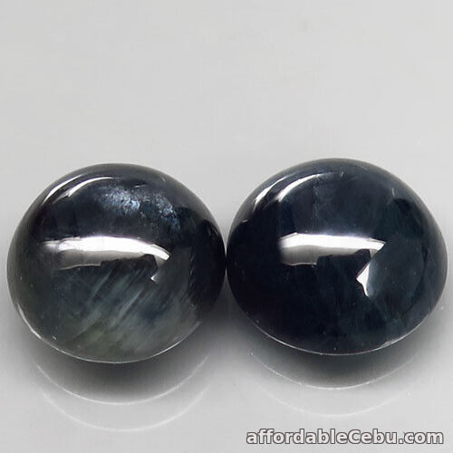 1st picture of 7.96 Carats 2pcs Pair NATURAL Blue SAPPHIRE Loose Round 9.0mm Africa For Sale in Cebu, Philippines