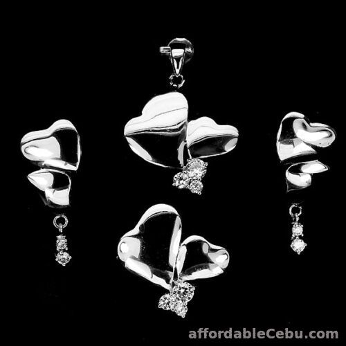 1st picture of CUBIC ZIRCONIA STERLING 925 SILVER Heart Earrings Ring Pendant Jewelry SET For Sale in Cebu, Philippines