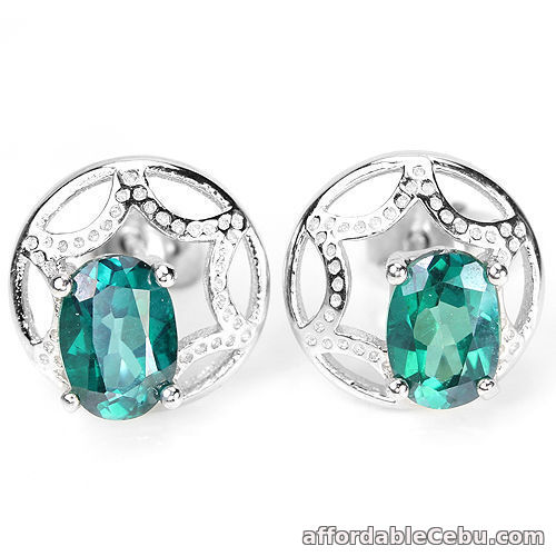 1st picture of Natural Green TOPAZ Stones Sterling 925 Silver EARRINGS For Sale in Cebu, Philippines