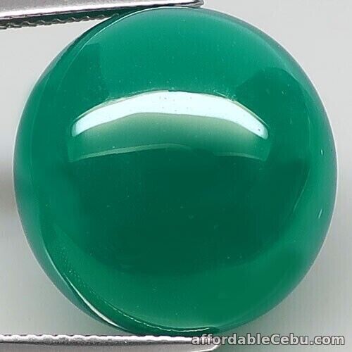 1st picture of 20.75 Carats NATURAL Green AGATE Round Cabochon 18.5x18x9mm Unheated Botswana For Sale in Cebu, Philippines