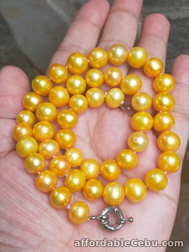 1st picture of Natural FRESHWATER PEARL Golden Yellow Choker Necklace 17.5 Inches For Sale in Cebu, Philippines