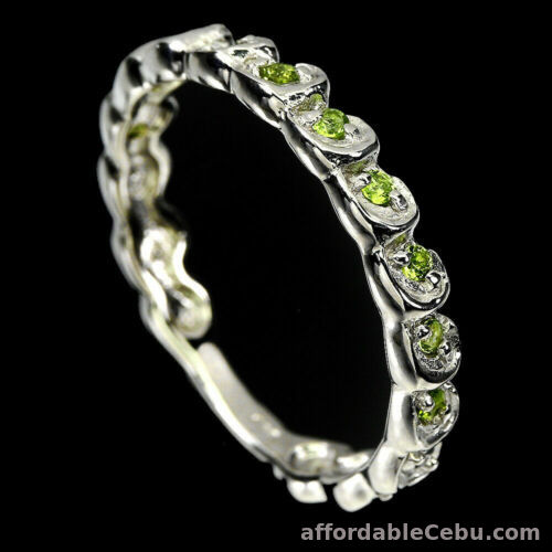 1st picture of Natural Green CHROME DIOPSIDE 925 STERLING SILVER RING S8 Light Green Eternity For Sale in Cebu, Philippines