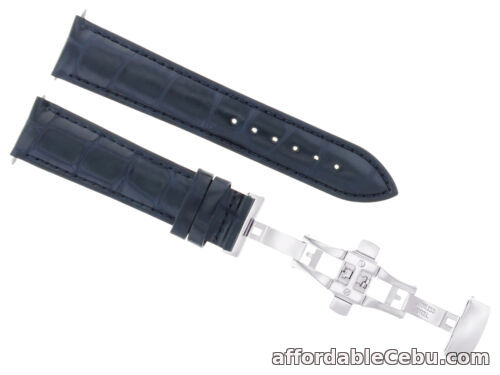 1st picture of 21MM LEATHER BAND STRAP DEPLOYMENT CLASP BUCKLE FOR 42MM ORIS ARTIX DARK BLUE For Sale in Cebu, Philippines