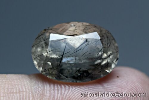 1st picture of 12.30 Carats NATURAL Rutilated QUARTZ Oval 16.9x12x10.4m Loose Unheated Pakistan For Sale in Cebu, Philippines
