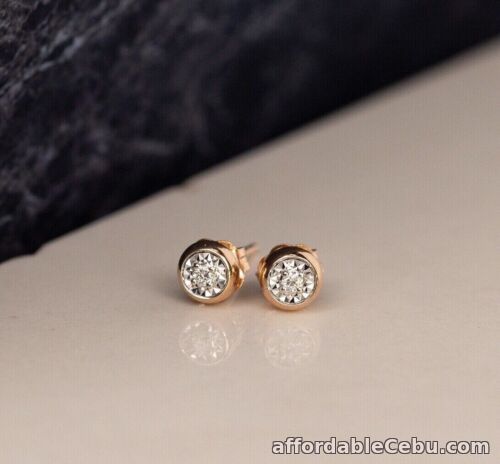 1st picture of SALE‼️.03 CTW Diamond Earrings 18k Twotone Gold JS49E-RG sep For Sale in Cebu, Philippines