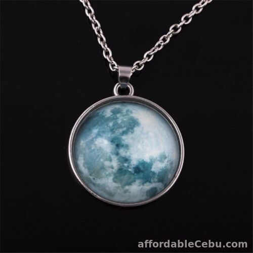 1st picture of Moon Necklace Round Glow in the Dark Necklace (Teal) For Sale in Cebu, Philippines
