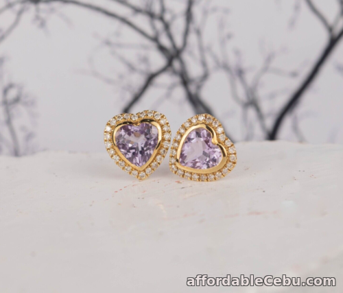 1st picture of SALE‼️1.76 CTW Amethyst w/ .24 CTW Diamond Earrings 18k Yellow Gold E838 sep For Sale in Cebu, Philippines