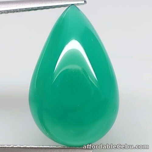 1st picture of 11.80 Carats NATURAL Green AGATE Pear Cabochon 19x12.3x16x7.3 Unheated Botswana For Sale in Cebu, Philippines