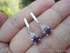 Natural Purple AMETHYST & White CZ Sterling 925 Silver Dangling EARRINGS