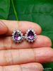 NATURAL AMETHYST & White CZ Stones STERLING 925 SILVER EARRINGS