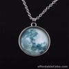 Moon Necklace Round Glow in the Dark Necklace (Teal)