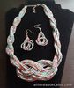 Multicolored Block Beaded Fashion Necklace & Drop Earrings Set
