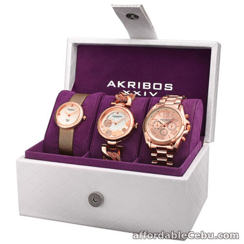 1st picture of Akribos XXIV Women’s Quartz Diamond Multifunction Strap/Bracelet Watch Set For Sale in Cebu, Philippines