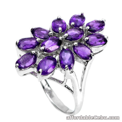 1st picture of NATURAL Purple AMETHYST Oval  925 STERLING SILVER RING S7.0 Chunky Big For Sale in Cebu, Philippines