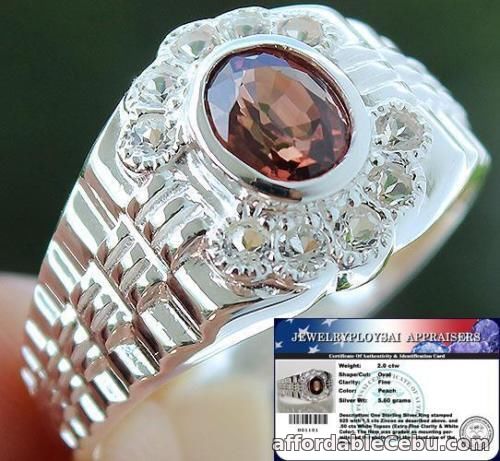 1st picture of MEN'S RING 2.0 Cts Natural ZIRCON & White TOPAZ 925 Sterling Silver S10 For Sale in Cebu, Philippines
