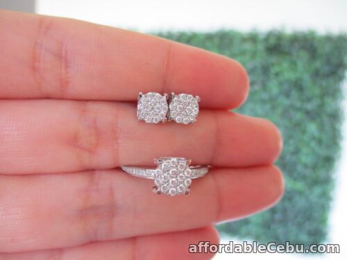 1st picture of .77 CTW Diamond Earrings&Ring Set 14k White Gold JS67 sep (PRE-ORDER) For Sale in Cebu, Philippines