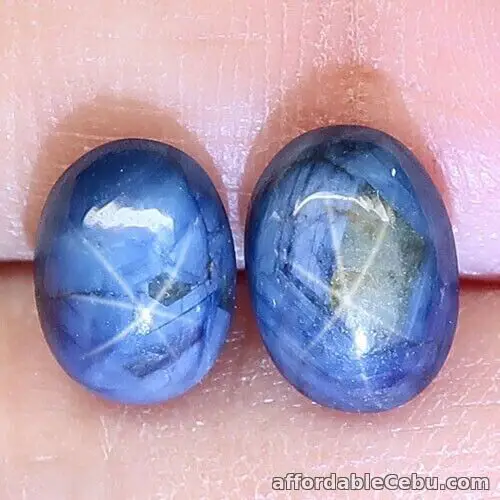 1st picture of 5.0 Carats 2pcs NATURAL Blue SAPPHIRE 6 Rays Star Oval 8.8x6.5&8.3x6.3 UNHEATED For Sale in Cebu, Philippines