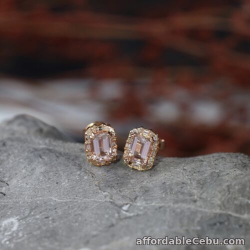 1st picture of 1.10 Carat Morganite w/ .22 CTW Diamond Earrings 18k Rose Gold E575 sep For Sale in Cebu, Philippines