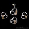 CHAMPAGNE CUBIC ZIRCONIA 925 SILVER HEART Earrings Ring Pendant Jewelry SET
