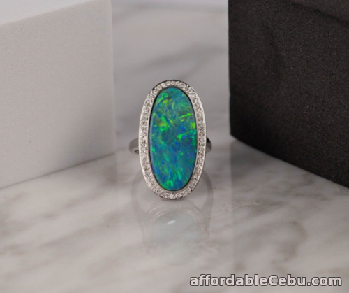1st picture of SALE‼️6.76 Carat Opal w/ .28 CTW Diamond Ring 14K White Gold R235 For Sale in Cebu, Philippines