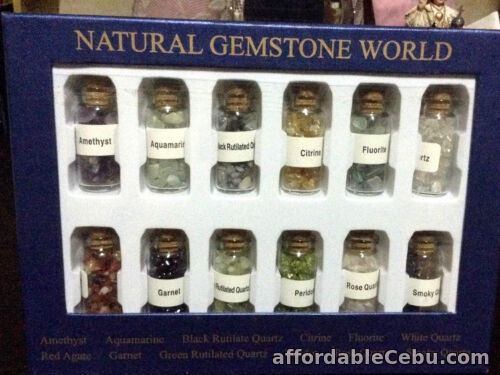 1st picture of 12 Bottles Of Natural Chip Gemstone In Box 9.5X7.00" For Sale in Cebu, Philippines
