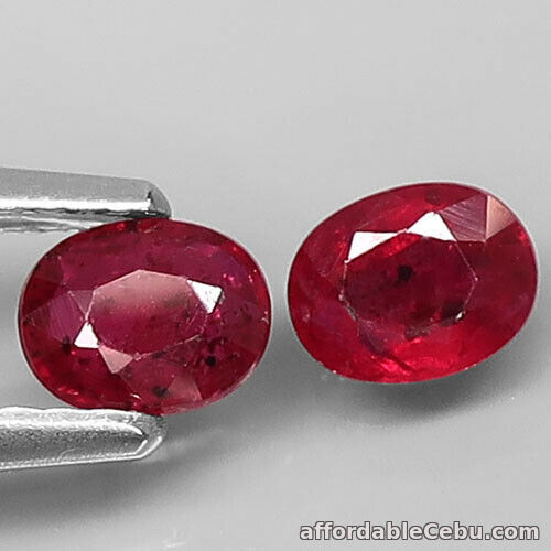 1st picture of 0.87 Carat 2pcs Pair Natural RUBY Pinkish RED Loose Oval 5.0x4.0mm Mozambique For Sale in Cebu, Philippines